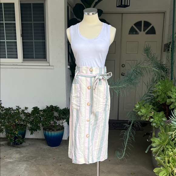 Rails Linen Stripe Skirt - Picture 1 of 12